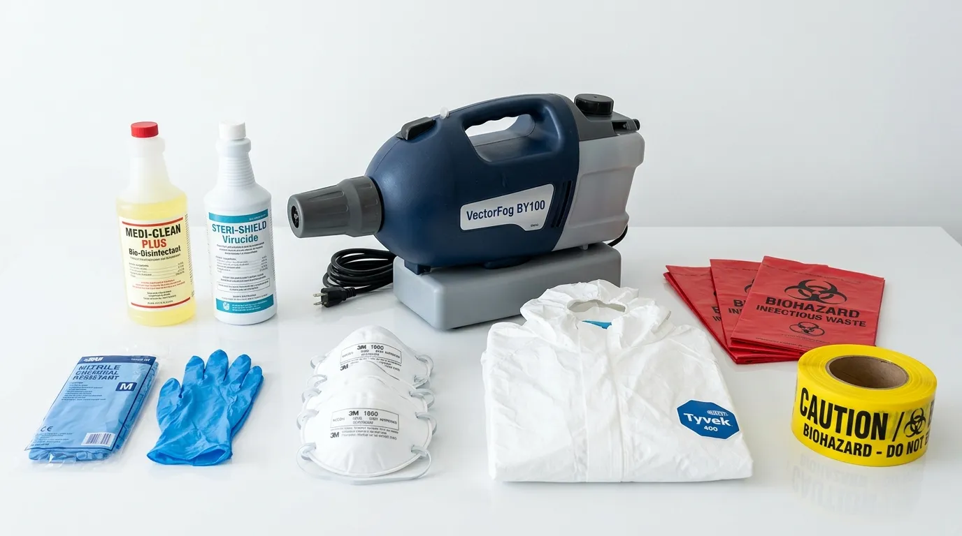 Professional biohazard remediation crew working in Helotes